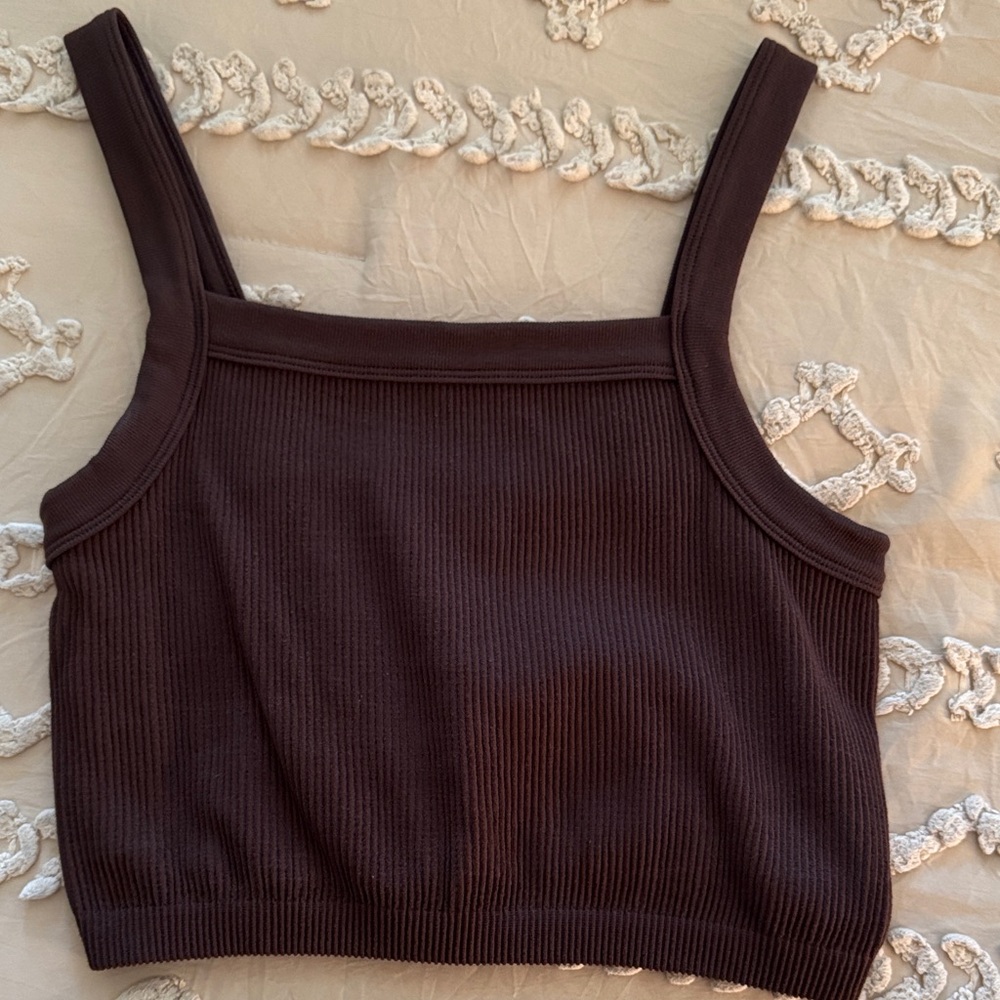 brown cropped tank top